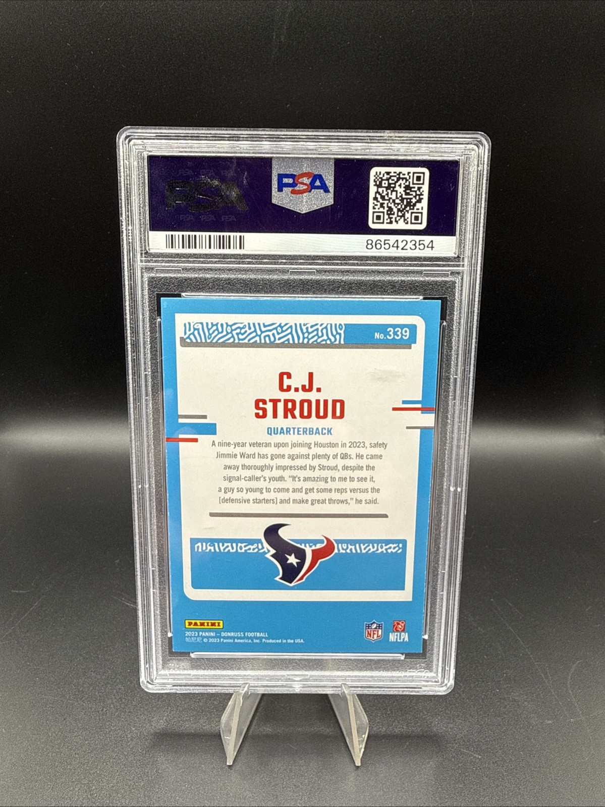 2023 Panini Donruss C.J. Stroud #339 NFL Press Proof Green Rated Rookie PSA 8.5 view 2