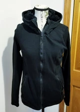 Active Life Heather Black Thick Plush Cozy Zip Jacket Hoodie Size S Thumhole