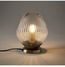 Genuine La Redoute Ari Brass And Striated Glass Table Lamp RRP £99.99