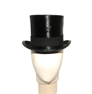VINTAGE EFL EXTRA HOCHWERTIGER LONDON SEIDENHUT GRÖSSE 54 CM 6 5/8 SCHWARZ