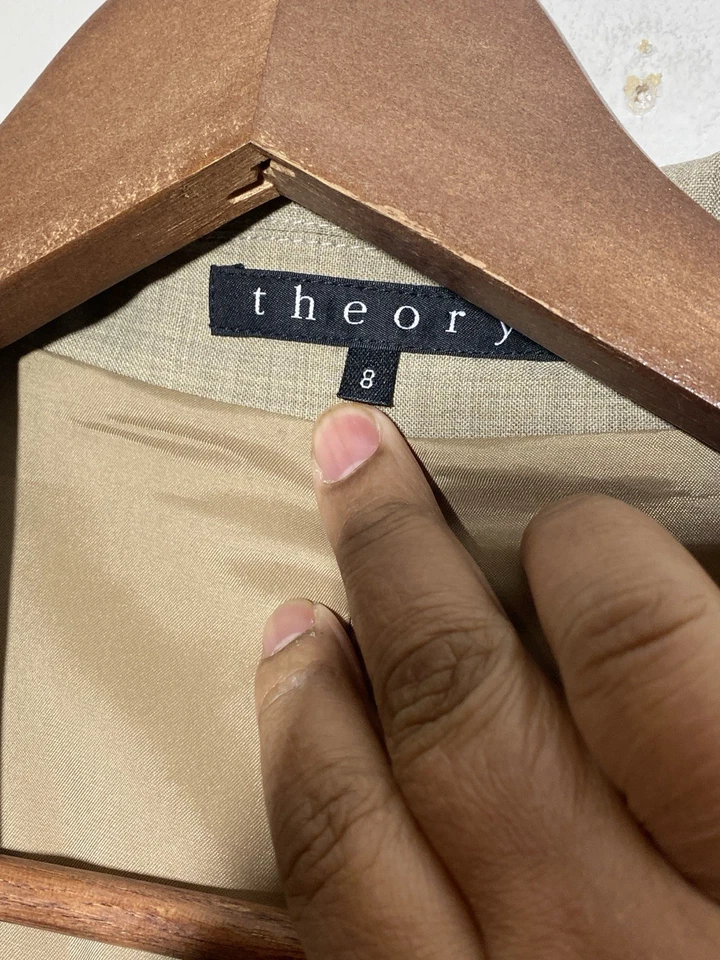 Blazer THEORY Talla 8 $345 Caqui Gabe Mezcla de Lana Traje Chaqueta Bolsillos EE. UU. Foto 3 de 4