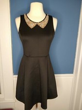 MUST HAVE Sz Small S Beaded Sleeveless Black Cocktail Club Dress BodyCon 