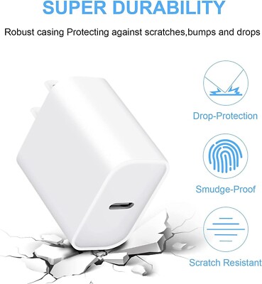 For iPhone 15 14 13 Pro Max 20W PD USB C Fast Wall Charger Plug Power Adapter