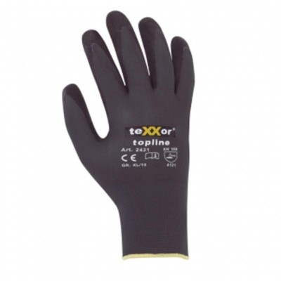 teXXor  topline Nylon-Strickhandschuhe  NITRIL BESCHICHTET , grau/ schwarz (2.09