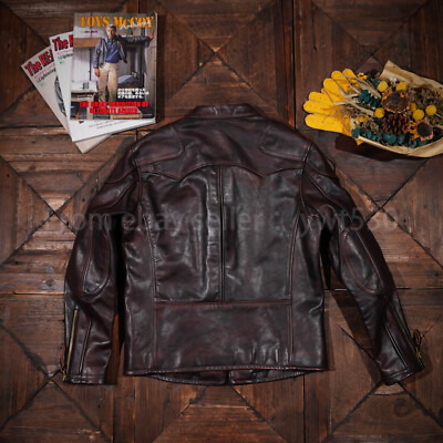 Tea Core Horsehide Classic Venom Biker Jacket Men's Retro Genuine