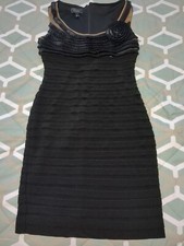 Dress Barn, Women's Black Ruffled Evening Dress, Size 6, Zipper Back, Sleeveless