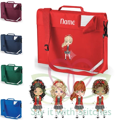 QUADRA Personalised Name Book Bag Girl Clairabella Style Character Reading School Bag