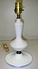 VTG White Milk Glass Hobnail Bed Side Table Boudoir Lamp Electric 12.5" WORKS