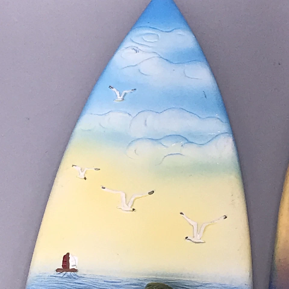 Tradewind Bay Surfboard Art, 2 wall mount 3D, 10.5" x 2.5", beach scene - Image 4 of 4
