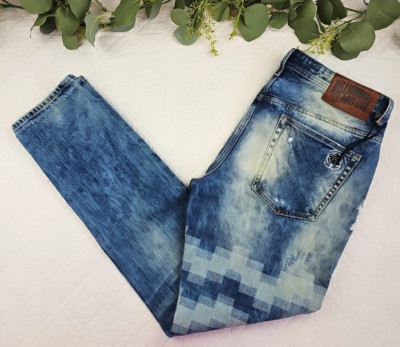 NWOT Billionaire Boys Club Blue Jeans Pixels Straight Leg Size 36 Button Fly