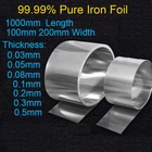 99.995% Pure Iron Foil Sheet 1000mm 0.03mm Thick 0.05 0.08 0.1 0.2 0.3 0.5mm