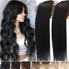 22" Real THICK 170g Clip In Remy Human Hair Extensions Full Head US Double Weft