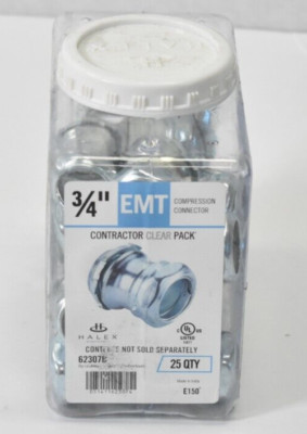 Halex EMT Compression Connectors Steel 3/4'' 25 Pack 32307B 321-083 Male Thread