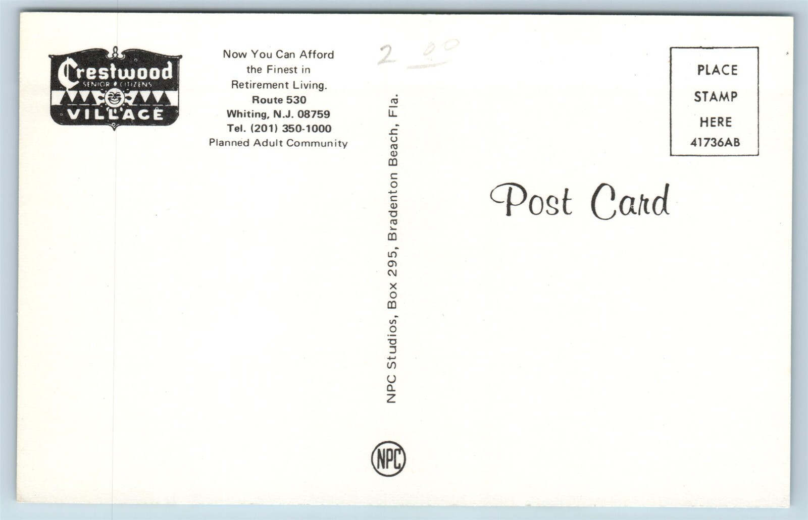 Postcard NJ Whiting Crestwood Village Retirement Living Vintage W11 eBay