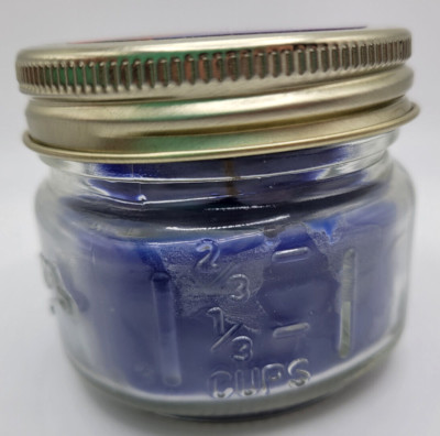 Blue Berry Bread Pudding Scented Glass Mason Jar Soy Candle w/ Lid 3 oz