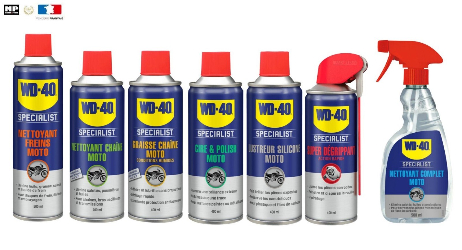Kit entretien WD-40 pour éliminer la rouille de chaîne et optimiser le freinage moto