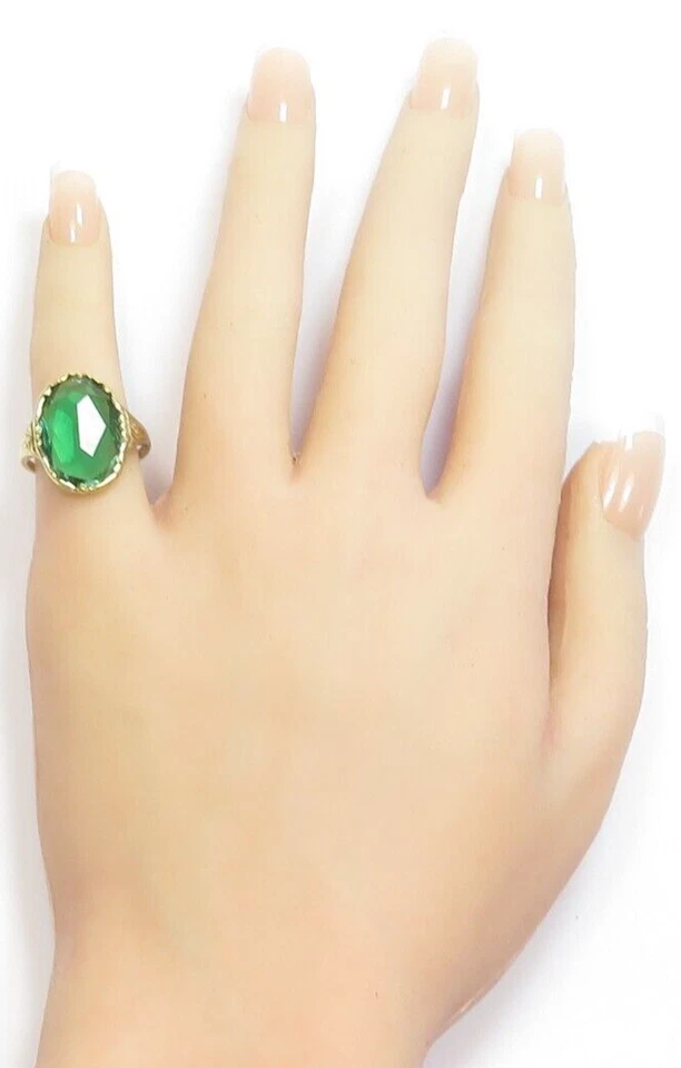 Antique French 1920's Green Stone 13KY Ring Size 5.5 UK-K1/2 9.26Ct Art Deco - Image 2 of 4