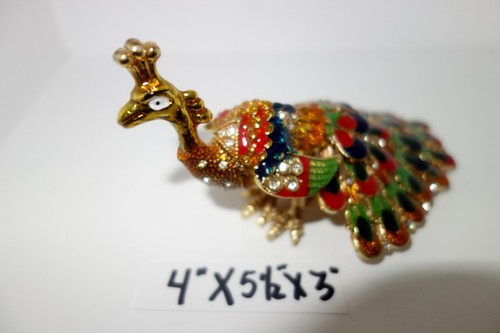 BEAUTIFUL MULTICOLORED RHINESTONE PEACOCK TRINKET - 第 8/9 張圖片