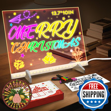 LED Drawing Board 13.7x10" Doodle Glow Board - Christmas Gift, Room Decor