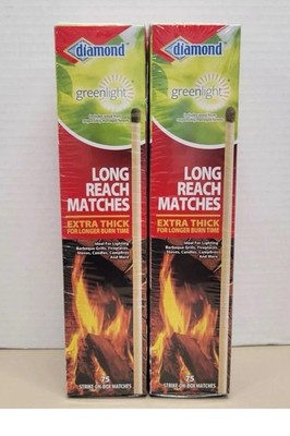 Diamond Long Reach Matches Extra Thick Long Burn 10'' Camping Grill 75 Count Box