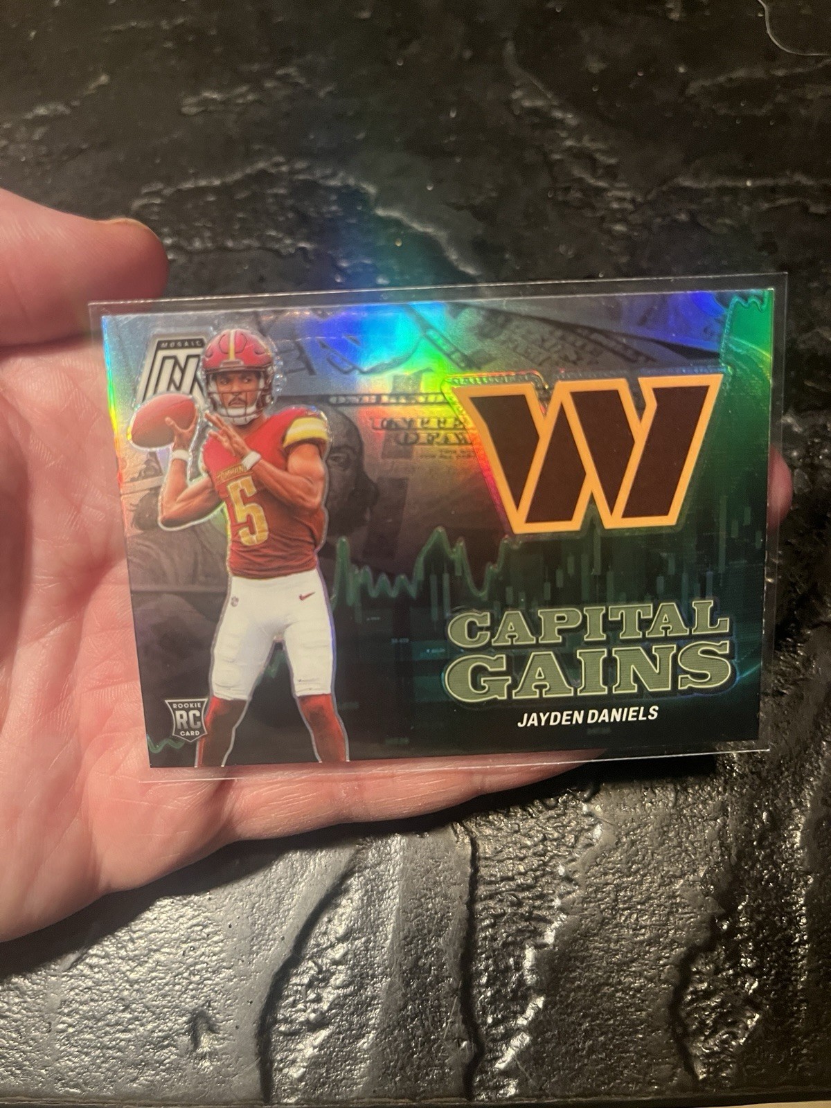 2024 Panini Mosaic Capital Gains Jayden Daniels #20 Silver Prizm (RC)