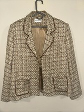 Vintage Alfred Dunner Blazer Tweed Women's Large Tan Brown With Front Pockets
