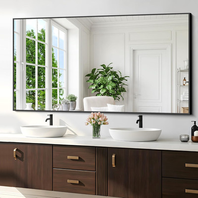 Bathroom Mirror, 30X55 Inch Large Black Mirrors for Wall, Rectangle Long Vanity