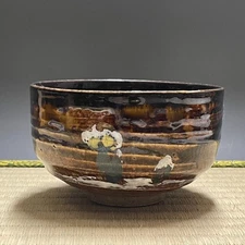 H147 : Japanese Pottery Chawan Matcha Tea Bowl Tea Ceremony Sado Vintage