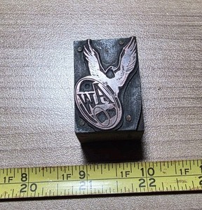 Vintage Letterpress Printing Block American Eagle Bird AW 