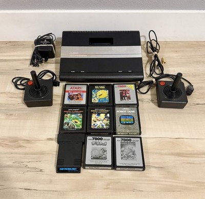 Atari 7800 Console Bundle W/ Controllers + 9-Games - Tested