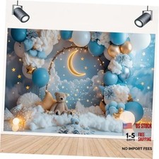 Balloons Bear Baby 1st Birthday Backdrop Newborn Baby Shower Boy Girl Cake
