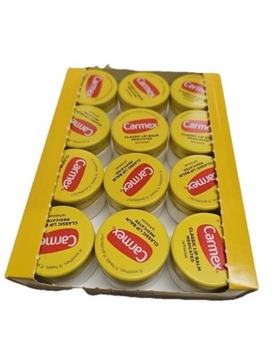 Carmex Classic Lip Balm Medicated 12 Pack Original Jars 0.25 oz Yellow Unisex