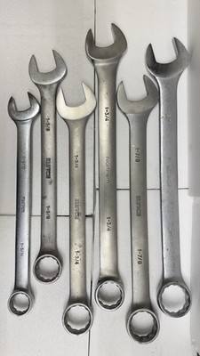 Klutch Jumbo SAE Combination Wrench 6pc Chrome Finish Non-Ratcheting 1-5/16-2in