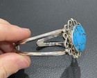Turquoise Cuff Bracelet Vintage Southwestern Solid Sterling Silver Handcrafted — photo 2
