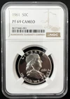 1961 Franklin Half Dollar, NGC PF 69 CAMEO