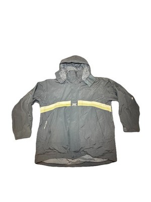 Vintage Helly Hansen Ski Jacket Mens XXL Grey Rain Coat Skiing Zipper Hood