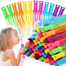 72 Pcs Bubble Wands Bulk in 6 Colors, Party Favors for Kids, Wedding, Outdoor Pl