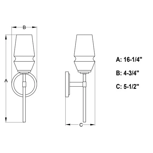 Vaxcel Lighting W0391 Warren 16" Tall Bathroom Sconce - Black - Picture 4 of 8
