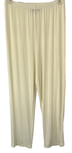 Slinky Brand Knit Pants Ivory Sz Large No Wrinkle Stretch Pull On Womens CB62M
