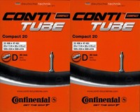 2X Continental Compact 20 Schlauch 20 Zoll Dv (32/47-406/451) Dv 40Mm