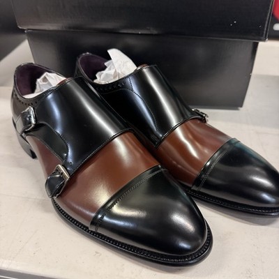 Girotti Genuine Leather Handmade Dress Shoes Brown Buckle EU40/ US 7 Monk Strap