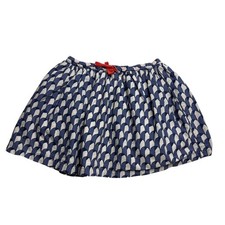 Mini Boden Girls Navy White Geometric Arch Print Cotton Skirt Red Bow 3-4Y