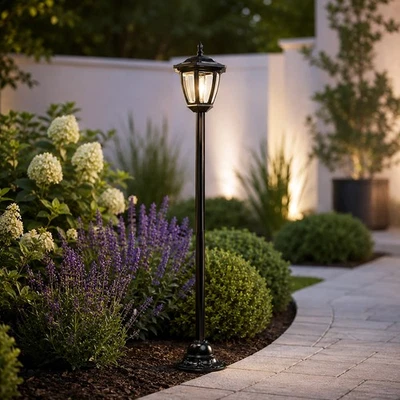 Solar Garden Lamp Post Light Outdoor Waterproof Victorian LED Lantern with Stake - Image 1 of 4