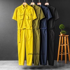 Men Short Sleeve Jumpsuit Hip-hop Overalls Street Rompers Pants Unisex One-piece