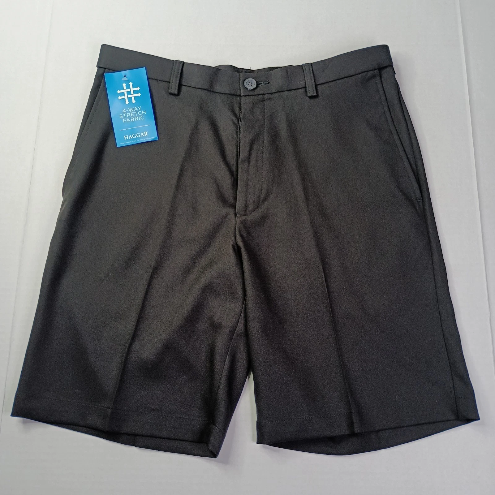 Haggar Cool 18 Pro Shorts Men's Size 32 W Black 9" Ins Quick Dry Comfort Stretch