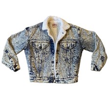 Vintage 1980 s Levi s Denim Jean Jacket Acid Wash Sherpa Lined Trucker Sz Large