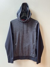 Reebok Mens Cross Fit Fleece Hoodie Pullover Small Black Gray Training Work Out