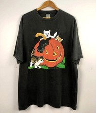 Vintage 90s Cat Halloween Shirt, Retro Hallow...