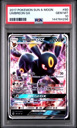 2017 POKEMON SUN & MOON #80 UMBREON GX PSA 10