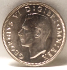 Great Britain, 1942 Shilling, KM853, silver, .0909 oz., About UNC+, NR, 9-7